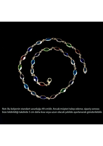 Oval Renkli Taşlı Y Model Kadın Kolye/ Bileklik, Uzunluğu 49 Cm fırsatları