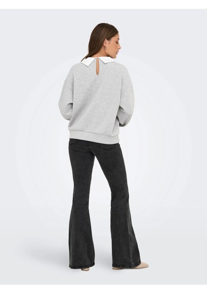15356097 Yaka Tas Isli Kadin Sweat - Gri fiyatları