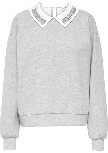 15356097 Yaka Tas Isli Kadin Sweat - Gri indirimleri