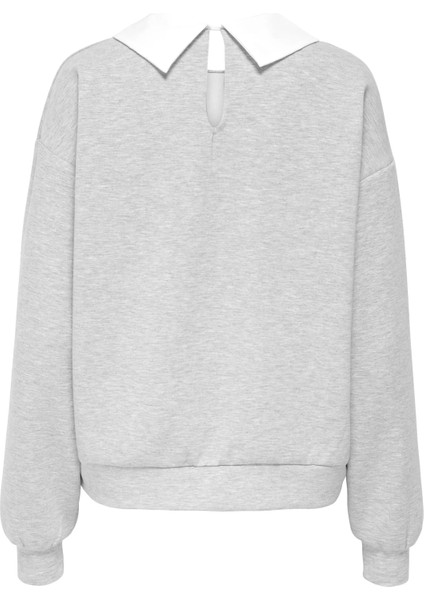 15356097 Yaka Tas Isli Kadin Sweat - Gri
