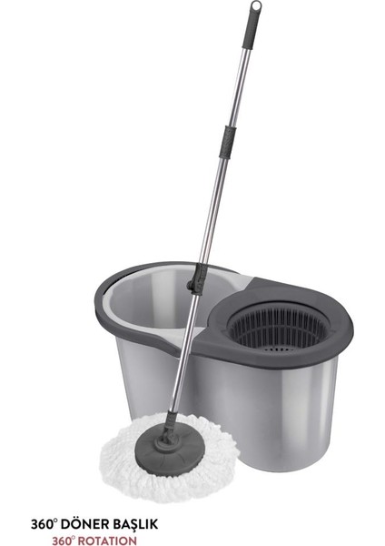 F139 Balerina Otomatik Sıkma Temizlik Seti, Döner Başlıklı Mikrofiber Temizlik Mop Seti Gri fırsatları