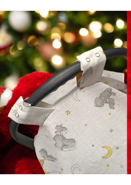 Oeko Belgeli Gri Muslin Kumaş Çıtçıtlı Puset Örtüsü – Bulut ve Hayvan Desenli, Bebek Arabası ve Ana Kucağı İçin indirimleri