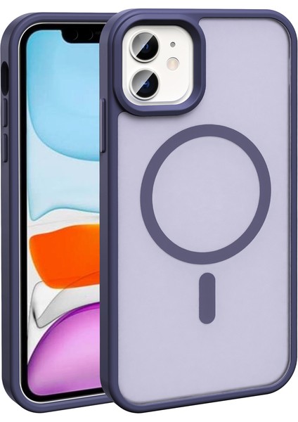 - Apple iPhone 11 Kılıf M-Safe Şarj Özellikli Mat Arka Yüzey Sio Kapak - Derin Mor - T32361