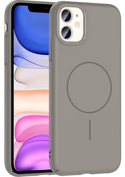 - Apple iPhone 11 Kılıf M-Safe Şarj Özellikli Ruby Sert Kapak - Gri - T36603