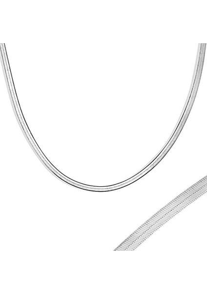 Italyan Yassı Gümüş Zincir Rodyum