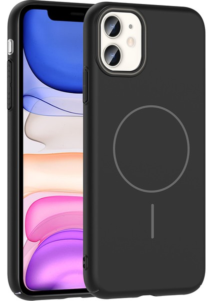 - Apple iPhone 11 Kılıf M-Safe Şarj Özellikli Ruby Sert Kapak - Siyah - T36603