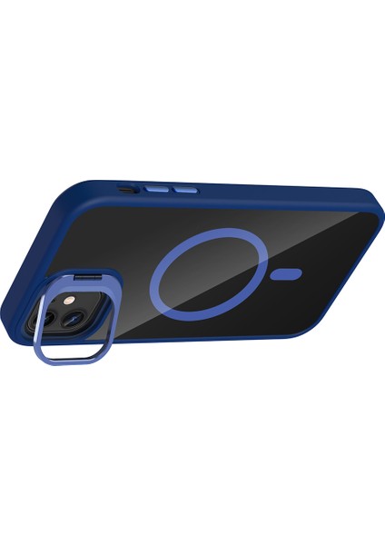 - Apple iPhone 11 Kılıf Standlı ve Kamera Lens Hediyeli M-Safe Şarj Özellikli Etro Kapak - Gri - T37269