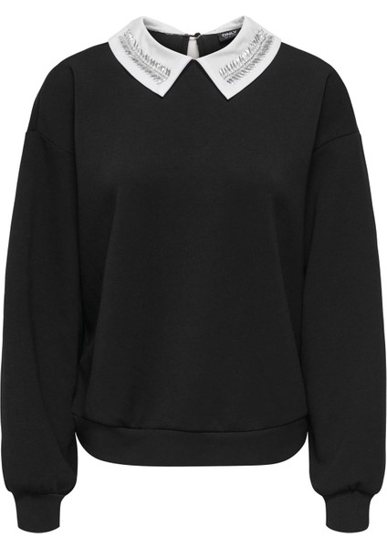 15356097 Yaka Tas Isli Kadin Sweat - Siyah indirimleri