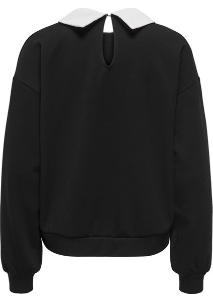 15356097 Yaka Tas Isli Kadin Sweat - Siyah