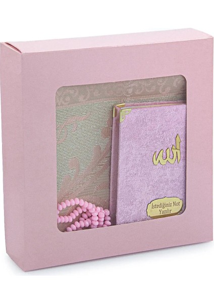 Kutulu Isimli Kadife Yasin Kitabı Tesbihli Seccade Seti Pembe fiyatları