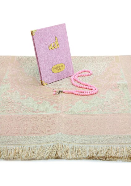 Kutulu Isimli Kadife Yasin Kitabı Tesbihli Seccade Seti Pembe modelleri