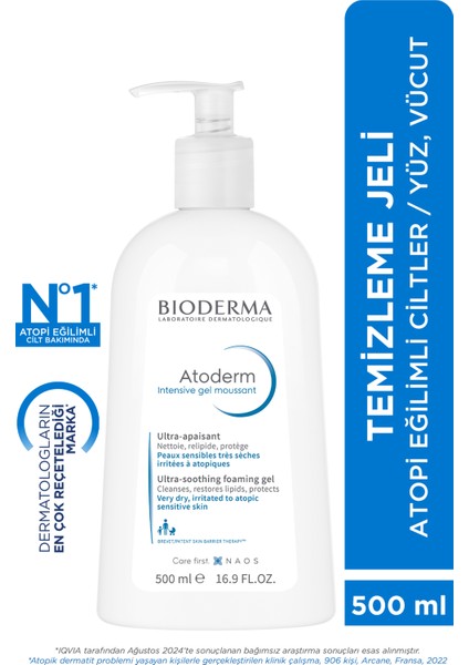 Atoderm Intensive Foaming Gel Çok Kuru Atopi Eğilimli Cilt Onarıcı Temizleme Jeli Niasinamid 1 Lt