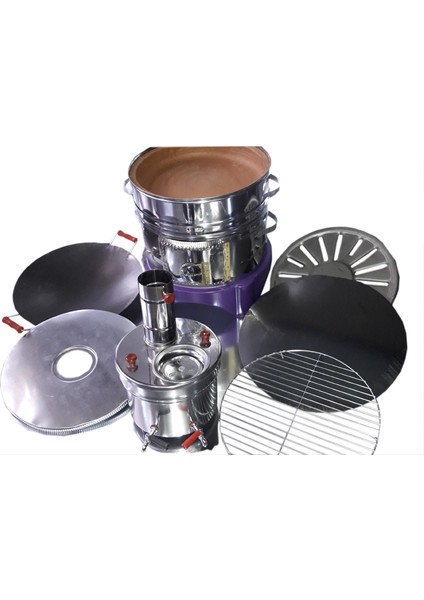 Cift Musluklu Semaverli 19 Parca Guvec Mangal Toprak Tandır Comlek Soba Mangal