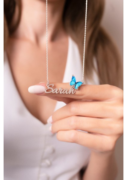 925 Ayar Gümüş Mavi Kelebek Kolye – Zarif ve Şık Kelebek Koleksiyonu Takı Tasarımı