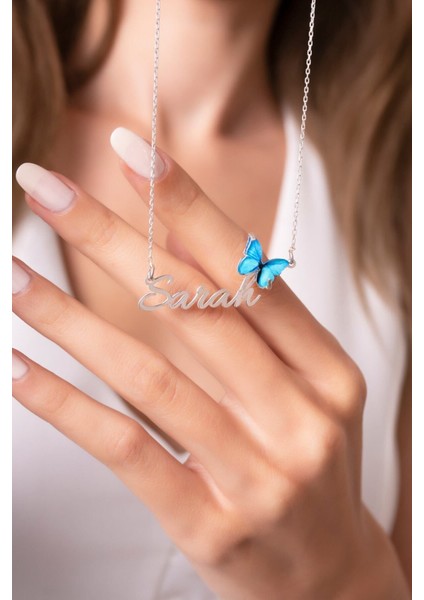 925 Ayar Gümüş Mavi Kelebek Kolye – Zarif ve Şık Kelebek Koleksiyonu Takı Tasarımı