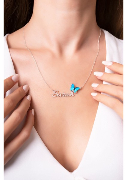 925 Ayar Gümüş Mavi Kelebek Kolye – Zarif ve Şık Kelebek Koleksiyonu Takı Tasarımı