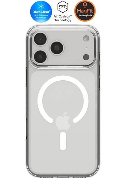 iPhone 17 Pro ile uyumlu ince MagSafe Kılıf Liquid Crystal Sararma Karşıtı DuraClear™ Hava Kanalı Teknolojisi™ Askeri Sınıf Koruma MagFit Clear White Şeffaf Kapak - ACS10396