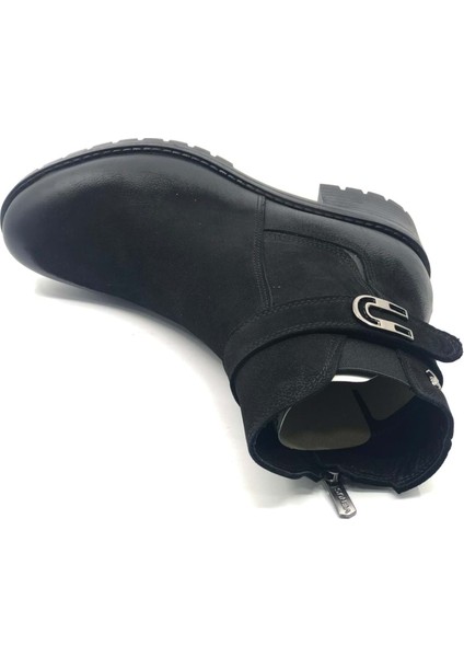 Kadın Hakiki Deri Kaymaz Taban Ortopedik Bot 3376K - Siyah - 36 modelleri