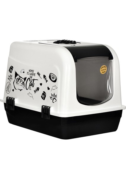 Kırılmaz Kapaklı Büyük Kapalı Kedi Tuvaleti - Kürek Hediyeli
