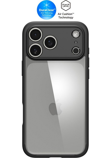 iPhone 17 Pro ile uyumlu ince Kılıf Ultra Hybrid Sararma Karşıtı DuraClear™ Hava Kanalı Teknolojisi™ Askeri Sınıf Koruma Matte Black Şeffaf Kapak - ACS10065