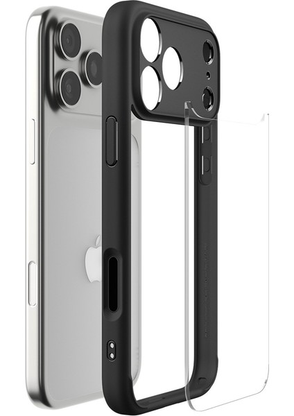 iPhone 17 Pro ile uyumlu ince Kılıf Ultra Hybrid Sararma Karşıtı DuraClear™ Hava Kanalı Teknolojisi™ Askeri Sınıf Koruma Matte Black Şeffaf Kapak - ACS10065