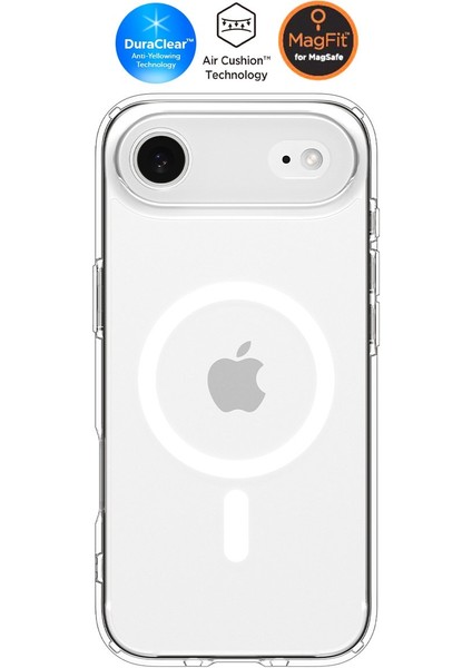 iPhone Air ile uyumlu ince MagSafe Kılıf Ultra Hybrid Sararma Karşıtı DuraClear™ Hava Kanalı Teknolojisi™ Askeri Sınıf Koruma MagFit Clear White Şeffaf Kapak - ACS10051