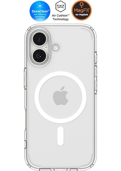 iPhone 17 ile Uyumlu ince MagSafe Kılıf Ultra Hybrid Sararma Karşıtı DuraClear™ Hava Kanalı Teknolojisi™ Askeri Sınıf Koruma MagFit Clear White Şeffaf Kapak - ACS10082