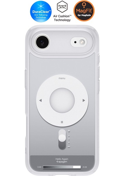 iPhone Air ile uyumlu ince MagSafe Kılıf Ultra Hybrid Sararma Karşıtı DuraClear™ Hava Kanalı Teknolojisi™ Askeri Sınıf Koruma MagFit Classic Silver Tasarım Kapak - ACS10060