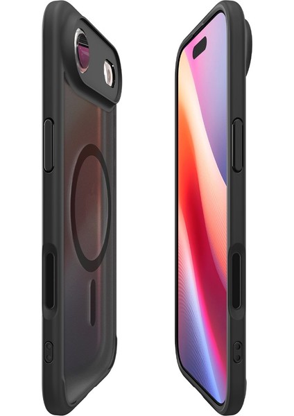 iPhone Air ile uyumlu ince MagSafe Kılıf Ultra Hybrid Sararma Karşıtı DuraClear™ Hava Kanalı Teknolojisi™ Askeri Sınıf Koruma MagFit Frost Black Mat Kapak - ACS10054 indirimleri
