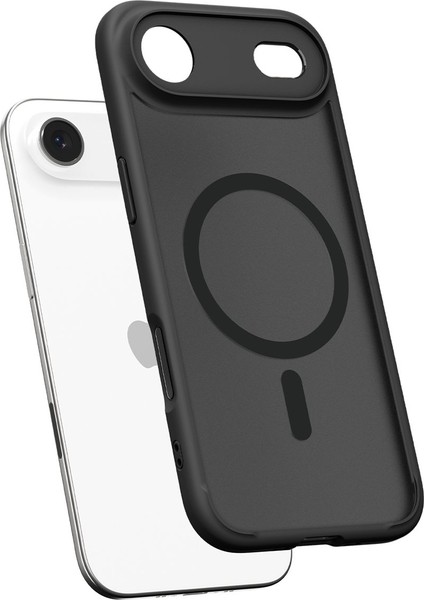 iPhone Air ile uyumlu ince MagSafe Kılıf Ultra Hybrid Sararma Karşıtı DuraClear™ Hava Kanalı Teknolojisi™ Askeri Sınıf Koruma MagFit Frost Black Mat Kapak - ACS10054