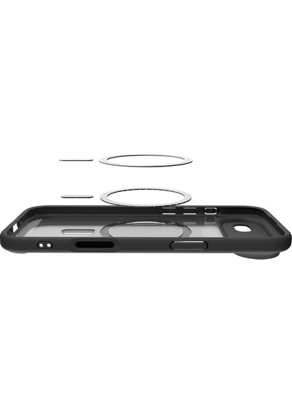 iPhone Air ile uyumlu ince MagSafe Kılıf Ultra Hybrid Sararma Karşıtı DuraClear™ Hava Kanalı Teknolojisi™ Askeri Sınıf Koruma MagFit Frost Black Mat Kapak - ACS10054