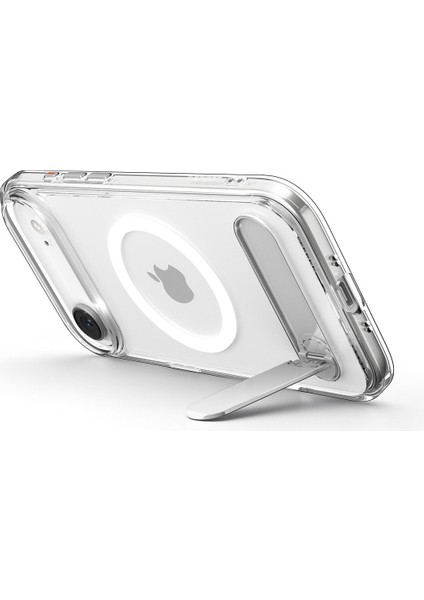 iPhone Air ile uyumlu ince MagSafe Kılıf Ultra Hybrid S Metal Stand'lı Sararma Karşıtı DuraClear™ Hava Kanalı Teknolojisi™ Askeri Sınıf Koruma MagFit Clear White Şeffaf Kapak - ACS09926