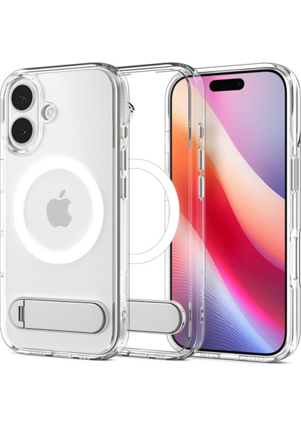 iPhone 17 ile uyumlu ince Kılıf MagSafe Kılıf Ultra Hybrid S Metal Stand'lı Sararma Karşıtı DuraClear™ Hava Kanalı Teknolojisi™ Askeri Sınıf Koruma MagFit Clear White Şeffaf Kapak - ACS09981 fiyatları