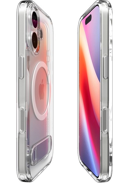 iPhone 17 ile uyumlu ince Kılıf MagSafe Kılıf Ultra Hybrid S Metal Stand'lı Sararma Karşıtı DuraClear™ Hava Kanalı Teknolojisi™ Askeri Sınıf Koruma MagFit Clear White Şeffaf Kapak - ACS09981 indirimleri