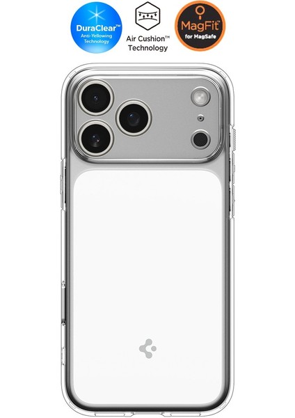 iPhone 17 Pro ile uyumlu ince MagSafe Kılıf Ultra Hybrid T Force Kamera Butonu Sararma Karşıtı DuraClear™ Hava Kanalı Teknolojisi Askeri Sınıf Koruma Glossy Orange White Parlak Kapak - ACS10077