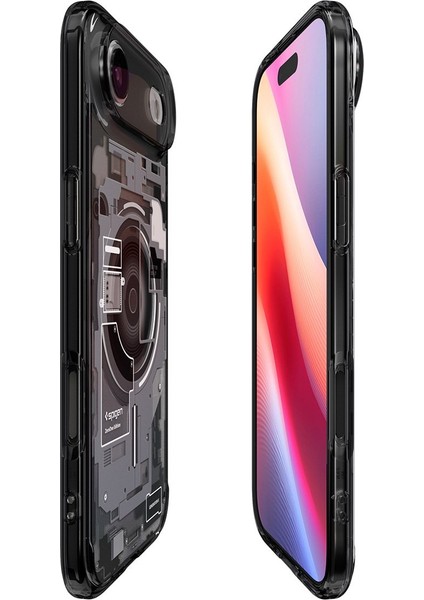 iPhone Air ile uyumlu ince MagSafe Kılıf Ultra Hybrid Sararma Karşıtı DuraClear™ Hava Kanalı Teknolojisi™ Askeri Sınıf Koruma MagFit Zero One Black Tasarım Kapak - ACS10058