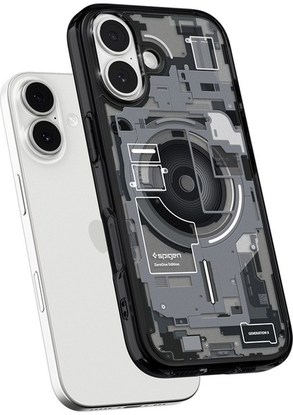iPhone 17 ile uyumlu ince MagSafe Kılıf Ultra Hybrid Sararma Karşıtı DuraClear™ Hava Kanalı Teknolojisi™ Askeri Sınıf Koruma MagFit Zero One Black Tasarım Kapak - ACS10089