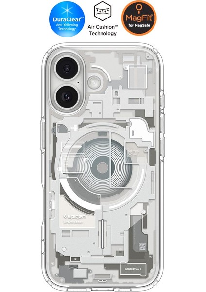 iPhone 17 ile uyumlu ince MagSafe Kılıf Ultra Hybrid Sararma Karşıtı DuraClear™ Hava Kanalı Teknolojisi™ Askeri Sınıf Koruma MagFit Zero One Natural Titanium Tasarım Kapak - ACS10088