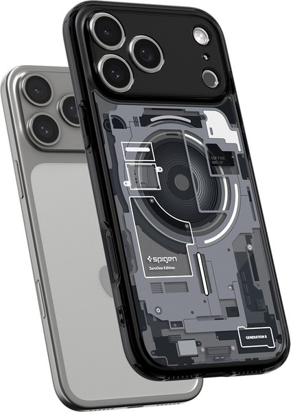 iPhone 17 Pro Max ile uyumlu ince MagSafe Kılıf Ultra Hybrid Sararma Karşıtı DuraClear™ Hava Kanalı Teknolojisi™ Askeri Sınıf Koruma MagFit Zero One Black Tasarım Kapak - ACS10042