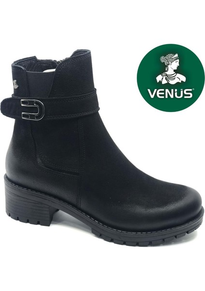 Kadın Hakiki Deri Kaymaz Taban Ortopedik Bot 3376K - Siyah - 36
