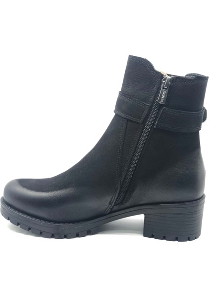 Kadın Hakiki Deri Kaymaz Taban Ortopedik Bot 3376K - Siyah - 36 indirimleri