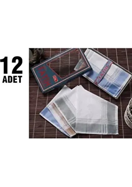 Pamuk Erkek Mendil 12 Adet Katalog Rengi Dokuma Desenli Şık ve Kullanışlı