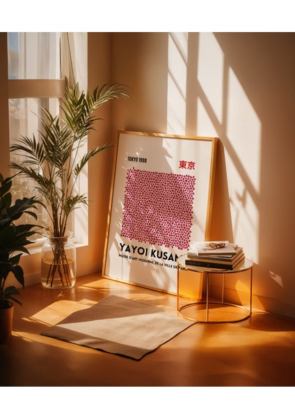 Kusama Tokyo 1998 Nokta Ağı - Doğal Ahşap Çerçeveli Tablo - Illüstrasyon Poster - Curated By Push modelleri