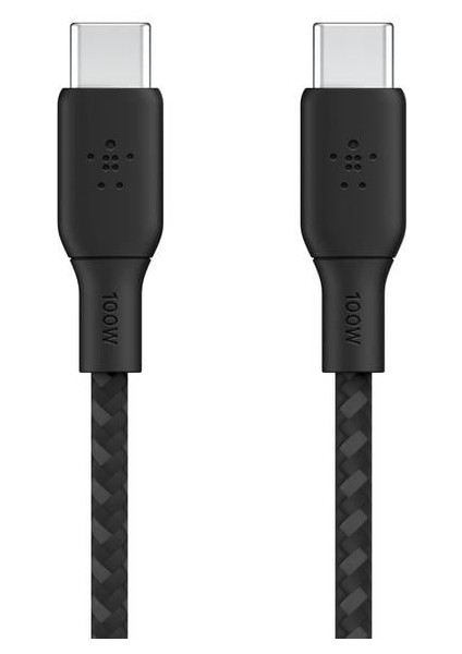 Usb-C Usb-C Usb-If Sertifikalı Çift Örgülü Data ve Şarj Kablosu, 100W, 2 Metre, 25000 Bükülmeye Kadar Dayanıklı, Siyah