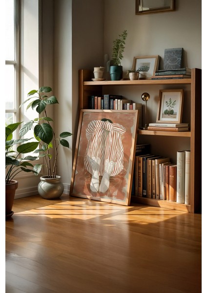 Striped Pause - Doğal Ahşap Çerçeveli Tablo - Modern Figüratif Poster fiyatları