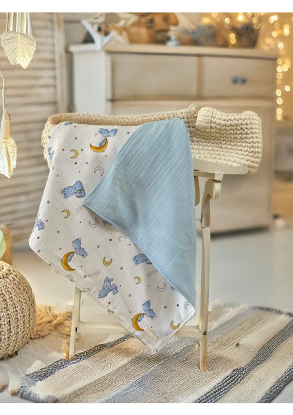 Çok Amaçlı Tavşan Desenli Müslin Bebek Örtü & Battaniye %100 Pamuk Oeko-Teks Sertifikalı 75X75 cm fırsatları