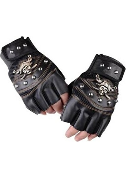 Erkek Kesik Parmak Deri Eldiven DE11370 Siyah Renkli Yaz Sezonu için Tasarlandı