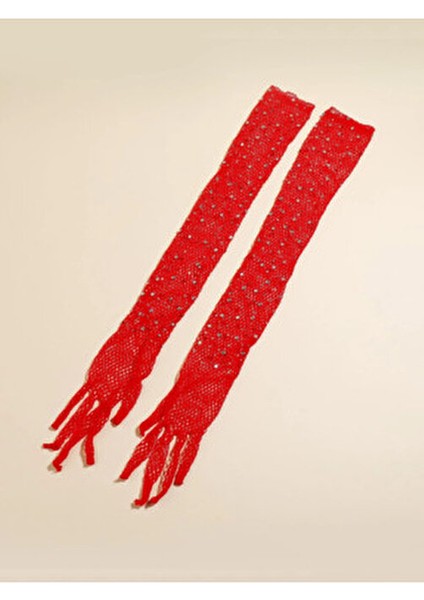 Kırmızı Uzun Şık Gelin Eldiveni Tül Eldiven Nikah/düğün Eldiveni Taşlı Eldiven modelleri