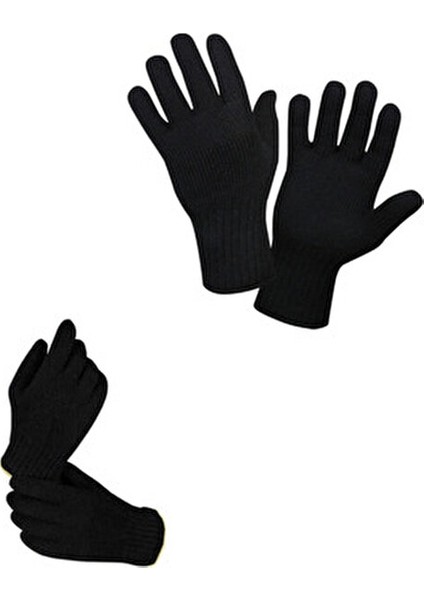 Termal Yün Erkek Eldiven Çift Katlı Siyah Kış Sezonu