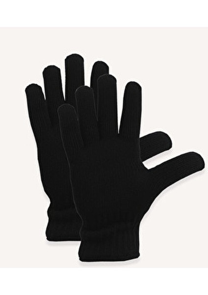 Termal Yün Erkek Eldiven Çift Katlı Siyah Kış Sezonu